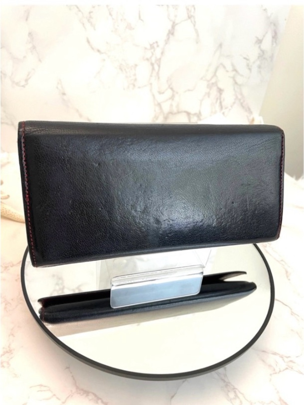 VINTAGE YVES SAINT LAURENT Continental Flap Wallet, Black Leather GUC - Picture 4 of 13